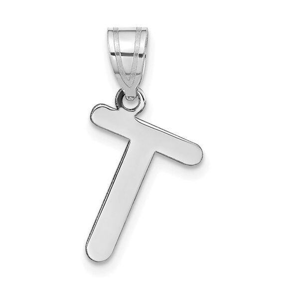 Kazi Luxury 14k White Gold Polished Bubble Letter T Initial Pendant